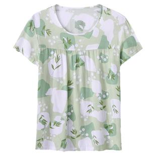 高级感棉绸单件上衣睡衣女款2025新款夏季可外穿妈妈大码短袖睡服