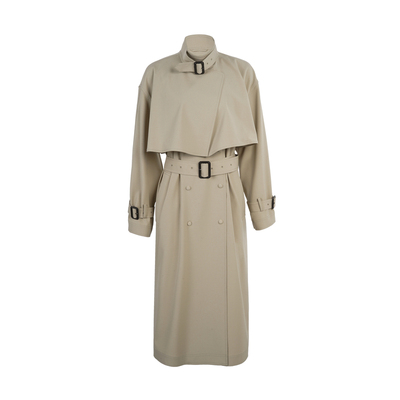 LYNEE【黑标 露水】精纺羊毛卡其色风衣女高级感立领轻量长款外套