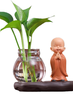 林卡森慧能禅意小和尚水培摆件