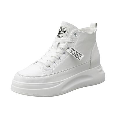 真皮加绒高帮鞋厚底内增高小白鞋