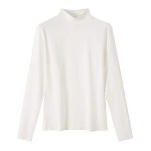 纯棉打底衫女中领黑白色2025新款秋衣秋裤套装半高领保暖内衣女款