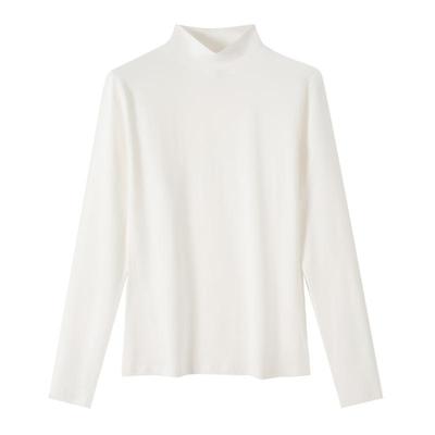 纯棉打底衫女中领黑白色2025新款秋衣秋裤套装半高领保暖内衣女款