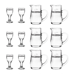 青苹果白酒杯分酒器套装茅台小酒杯刻度分酒壶玻璃烈酒杯12件套装