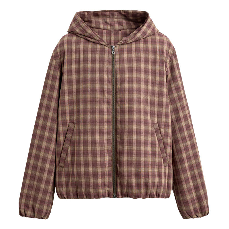 秋冬季新款男装棉服学院风格纹夹棉连帽休闲宽松夹克外套8281/460
