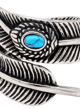 小众设计男女复古钛钢羽毛戒指