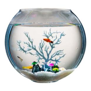 玻璃鱼缸圆形大号加厚扁圆形中号玻璃花瓶水族箱桌面玻璃花瓶简约