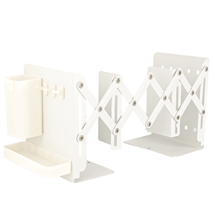 简约白色书立架可伸缩书立学生桌面收纳书夹固定书本高中生教室用金属带笔筒课桌上立书架书档书籍支架置物架