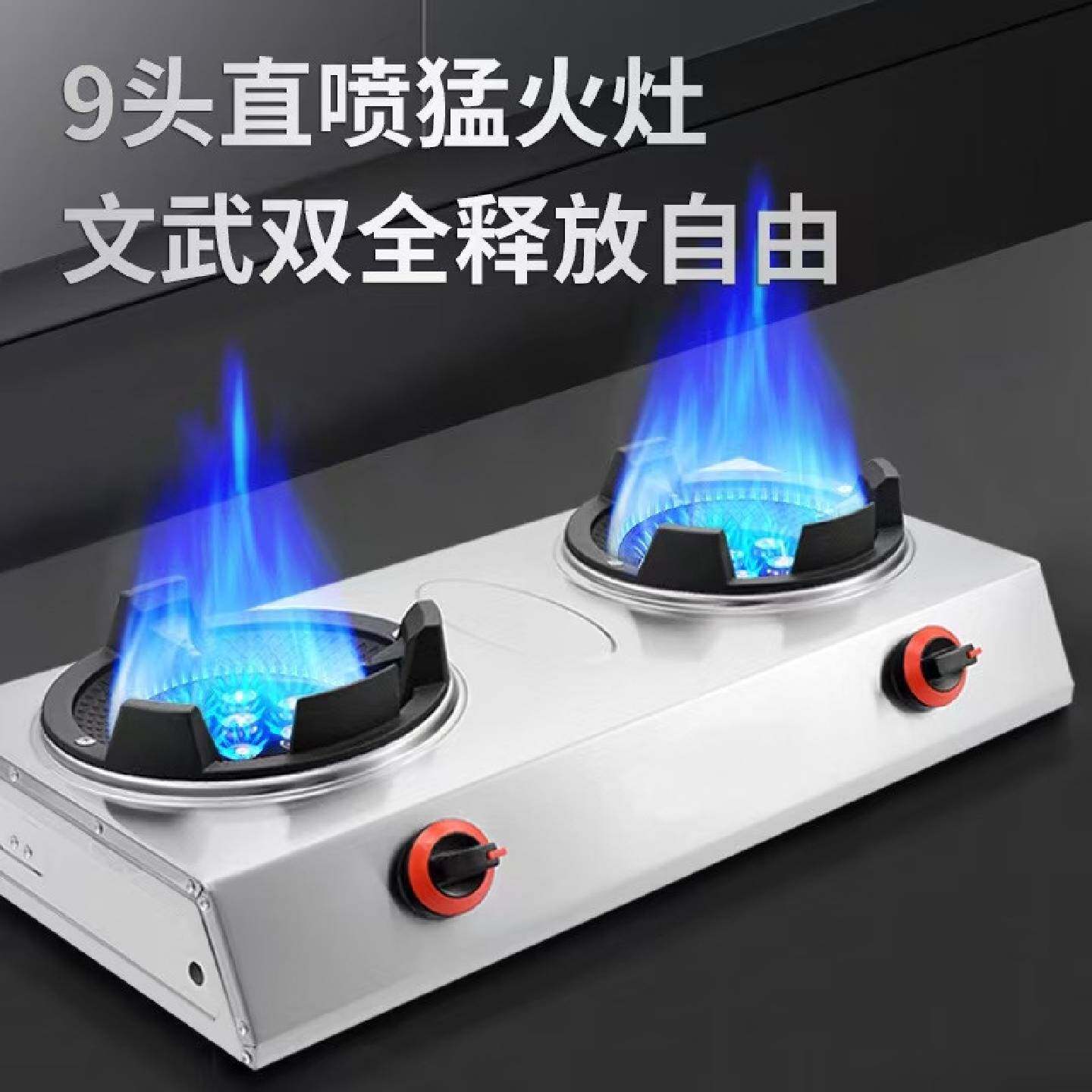 正品德兰宝家宴用低压九头猛火煤气灶爆炒大火力双炉煤气双灶