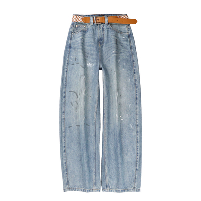 欧货小蜜蜂春季喷漆时尚弯刀裤女