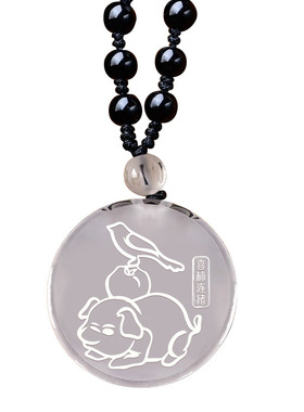 2026马年属虎白水晶吉祥吊坠