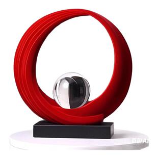 红色高级感客厅玄关酒柜子电视柜装饰摆件轻奢高档工艺品高端大气