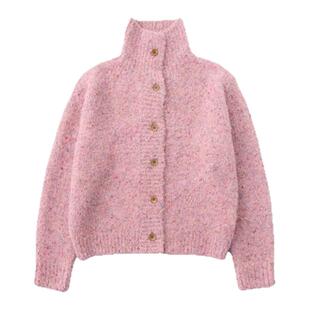 【现货】韩国sienne杂色毛衣韩系氛围高领感厚实显白针织开衫外套