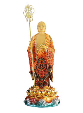 纯铜彩绘地藏王菩萨佛像