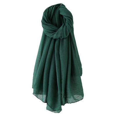 韩版百纯色春秋季棉麻围巾文艺