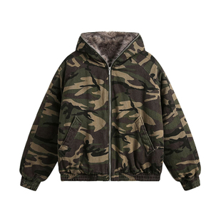 FDR官方店 毛领夹棉迷彩座山雕外套男女秋冬季美式棉衣棉服夹克