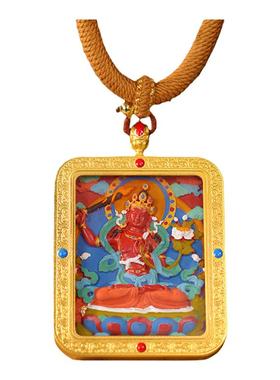 朱砂藏式手绘擦擦唐卡五爷黄财