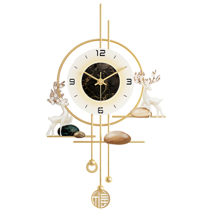 2026年新款时钟挂墙客厅轻奢高级感挂钟格栅挂表装饰艺术家用钟表