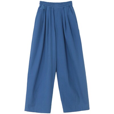 三色微工装刺绣全棉直筒休闲裤