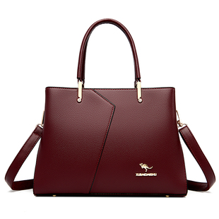 袋鼠真皮女士2026新款精致高档大气中年女包手提妈妈包斜挎单肩包
