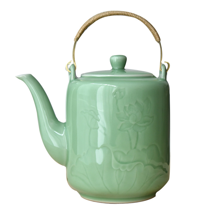 龙泉青瓷2.2L大号泡茶壶家用陶瓷开水壶大容量耐高温手工中式茶具