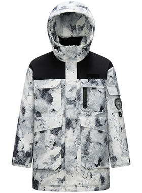 森马鹅绒外套中长款连帽羽绒服男