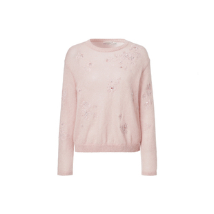 【马上有戏】VGRASS26早春新款马海毛混纺定位绣花蓬松治愈针织女