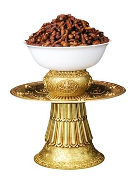 黄铜高脚贡碗护法杯佛堂桌面摆件