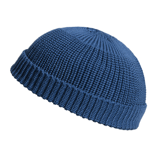 秋冬短款毛线帽潮牌复古圆顶针织帽黑色冷帽瓜皮水手雅痞帽子