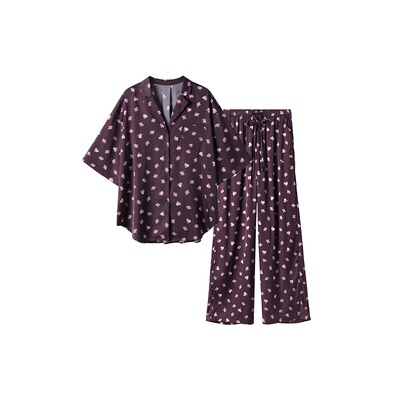 ubras流光心动满印翻领套装