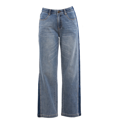 复古洗水纹理直筒牛仔裤棉弹力