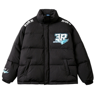 ER字母印花羽绒服2026年加厚保暖宽松街头保暖情侣90白鸭绒外套潮