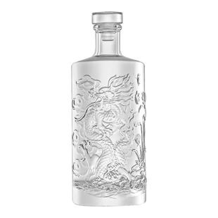 白酒瓶空瓶500m精美龙纹透明玻璃瓶家用密封空酒瓶酒壶订制包装盒