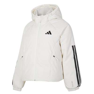 阿迪达斯短款羽绒服女秋冬新款白色连帽棉羽轻薄款棉袄加厚夹克