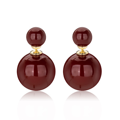 独特双面红色耳钉耳环