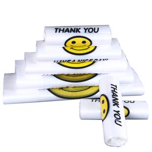 笑脸袋子透明背心袋大号商用外卖打包袋小号手提购物袋定制塑料袋