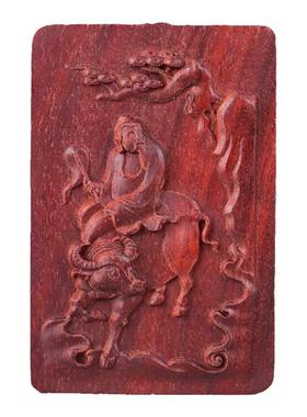 印度小叶紫檀老子骑牛吊坠男女款老子出关平安牌项链红木挂件