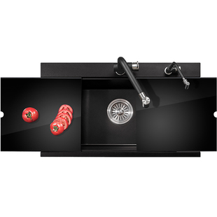 科恩纳石英石水槽厨房隐形大单槽洗菜盆隐藏式洗碗池盖板抽拉龙头