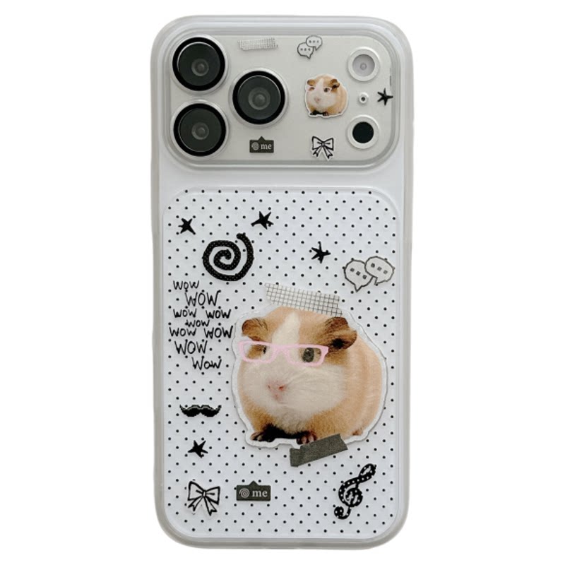 MoreRex 韩风波点搞怪眼镜小仓鼠适用苹果17手机壳二合一iphone16promax新款17pro全包14防摔保护套13女款15