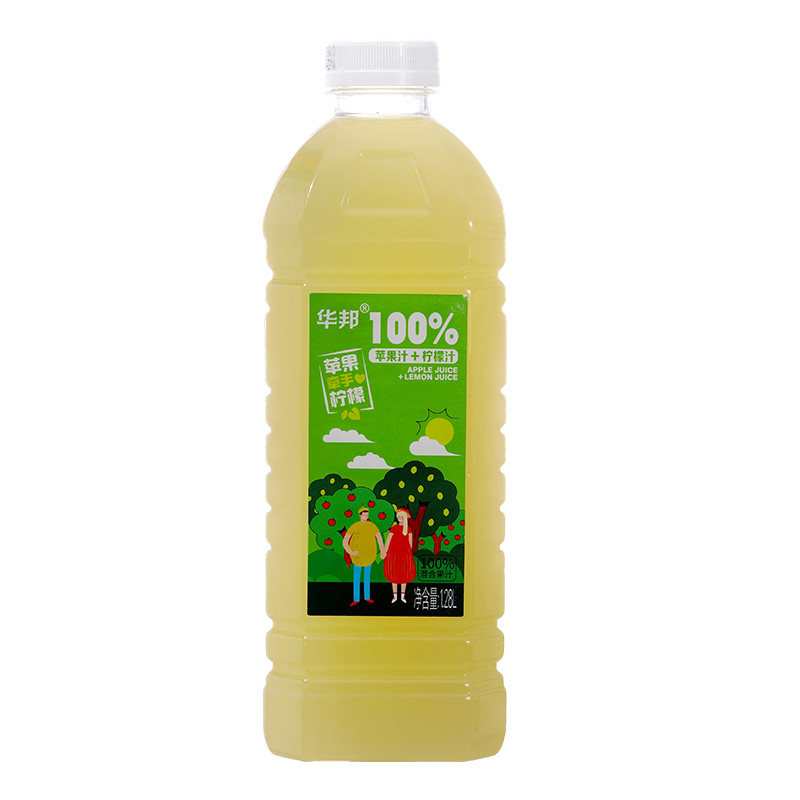 华邦100%苹果+柠檬酸甜解渴0脂肪维C满满饮料1.28升家庭大瓶装