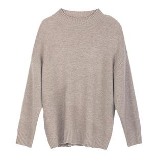 诗梦女装秋冬半高领羊毛衫杏色毛衣宽松长袖卡其套头百搭大地色