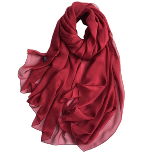 【100%桑蚕丝】经典纯色时尚优雅气质女丝巾真丝长款围巾纱巾披肩