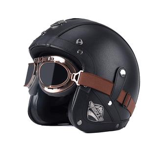 巡航复古头盔四分之三半盔美式复古机车头盔四季摩托车踏板安全帽