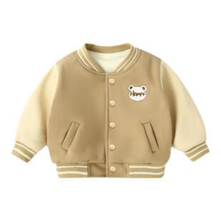 男童外套儿童冬季加绒棒球服女宝加厚衣服小童夹棉保暖外出秋冬装