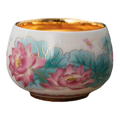 德化陶瓷鎏金烤花茶杯
