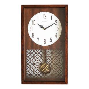 北欧原木挂钟简约复古石英钟长方形座挂两用摇摆新中式钟表