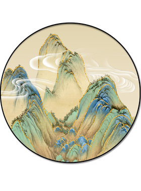 玄关装饰画新中式过道圆形挂画
