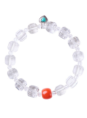 白水晶手串真南红转运珠手链叠戴