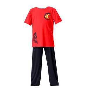 儿童武术练功服太极拳击演出服短袖小学生练武服武馆训练服装纯棉