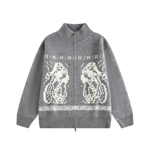 WH先生2025秋冬新款慵懒情侣厚开衫毛衣外套展轩同款高级感复古