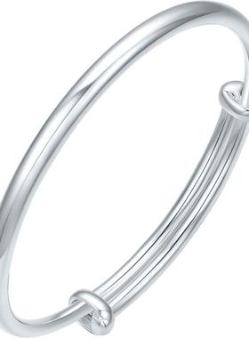 周六福双扣镯手镯999足银实心镯子优雅气质圣诞礼物